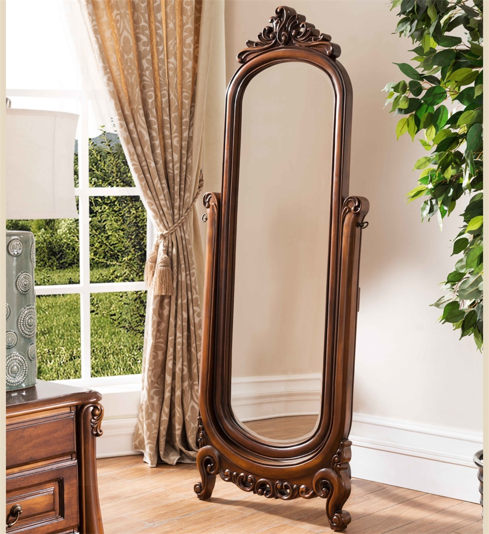 【常规】威灵顿 欧式穿衣镜美式实木试衣镜卧室旋转落地镜全身镜e603
